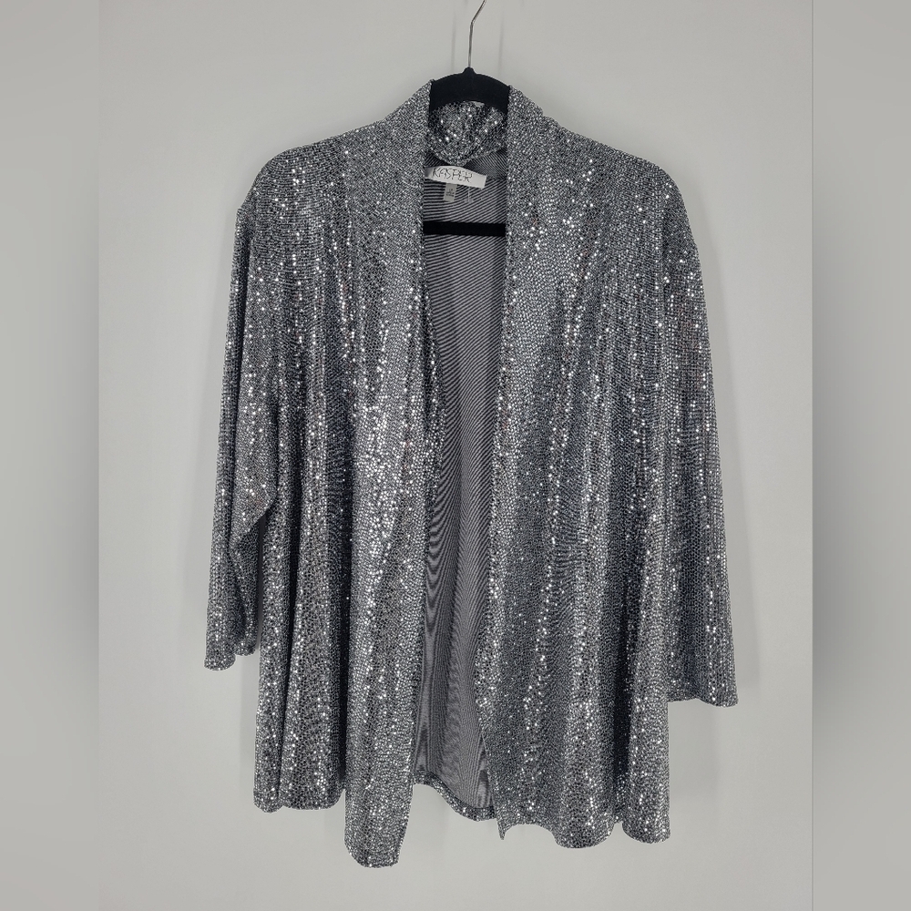 Kasper Silver Streak Metallic Jacket Size XL